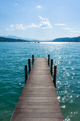 Dock at the Woerthersee in Carinthia, Austria