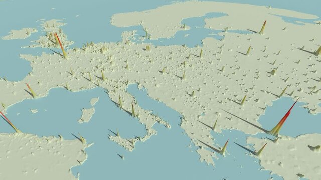 3D Europe Population Density Map (2020)
