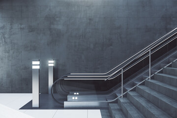 Modern subway station with escalator - Powered by Adobe