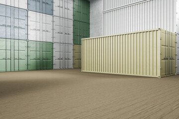 Stack of cargo containers in a harbor