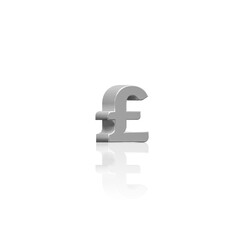 3D Render of Metal Styled Pound Sterling Symbol