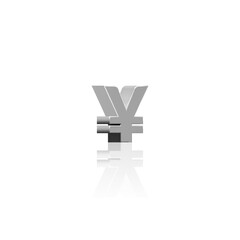3D Render of Metal Styled YEN currency Symbol