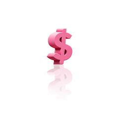 3D Render of Pastel Pink Coloured Styled Dollar Symbol