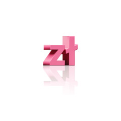 Fototapeta premium 3D Render of Pastel Pink Coloured Styled Polish Zloty Symbol