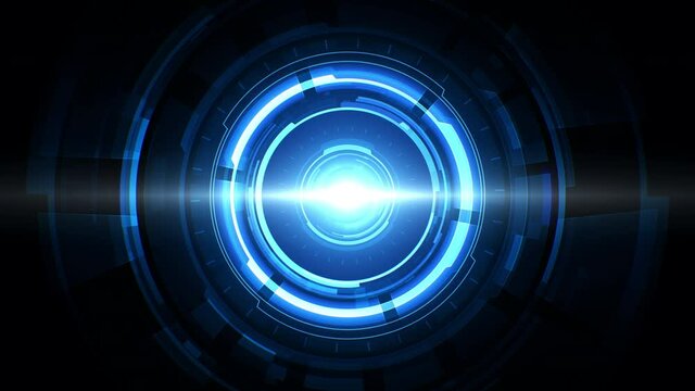 Round hud element for abstract technology background. Virtual center for futuristic concept. Seamless loop.