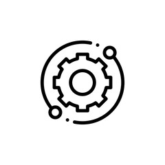 Gear with reprocessing sign line icon