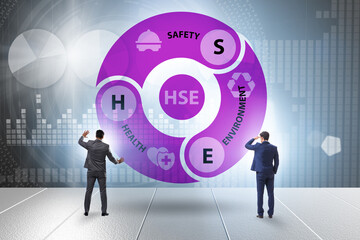 HSE concept for health safety environment with businessman