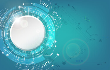 Obraz premium abstract circle display blue technology background