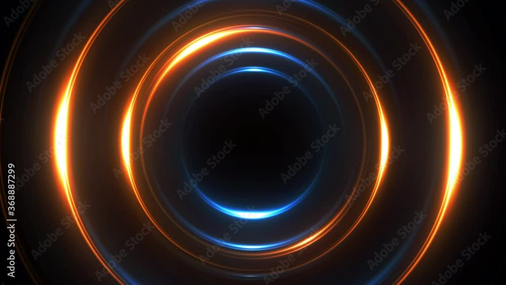 Poster neon circle lights abstract background for colorful vortex concept. bright shiny round border for pr