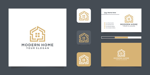 logo modern home for construction, home, real estate, building, property. minimal awesome trendy professional logo design template and business card design