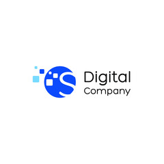 Letter S digital logo, Technology and digital logotype