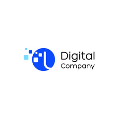 Letter U digital logo, Technology and digital logotype