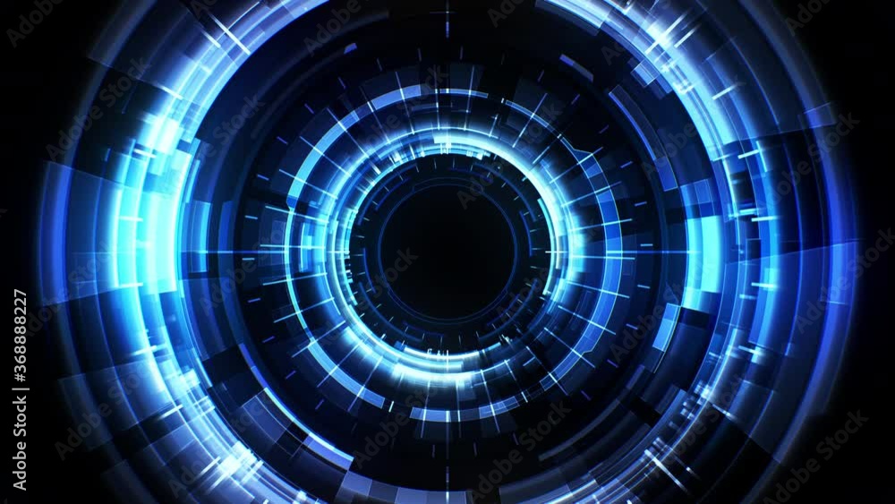 Poster abstract technology background with round interface element. hud intro screen concept for futuristic