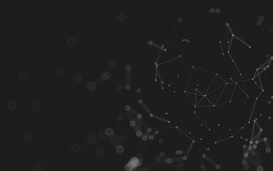 Abstract background. Molecules technology with polygonal shapes, connecting dots and lines. Connection structure. Big data visualization.