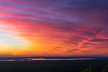 Fototapeta na wymiar Vivid pre-dawn colours over the Sunshine Coast, Queensland, Australia