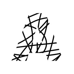 Letter A - bird nest mottled font - isolated, vector