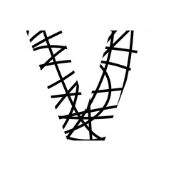 Letter V - bird nest mottled font - isolated, vector