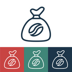 Linear vector icon with bag of coffee