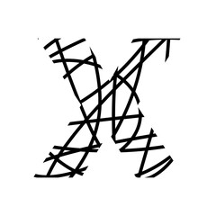 Letter X - bird nest mottled font - isolated, vector