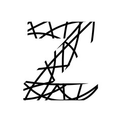 Letter Z - bird nest mottled font - isolated, vector