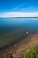 Early morning over Lake Yellowstone seen from the shores of Lake Village, Yellowstone National Park, , USA
