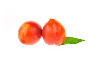 Peach on a white background