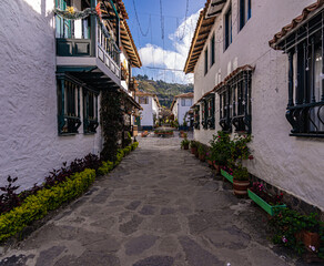 Obraz premium Víspera de navidad, calle de pueblo. Boyaca, Colombia