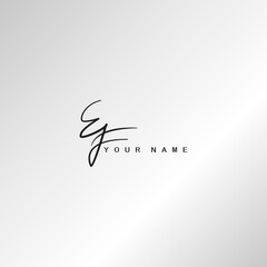 Signature Logo E and F, EF Initial letter logo sign. Handwriting calligraphic signature logo template design.