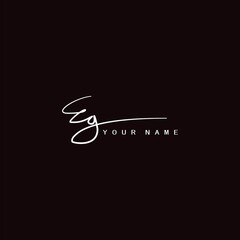 Signature Logo E and G, EG Initial letter logo sign. Handwriting calligraphic signature logo template design.