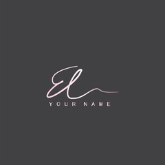 Pinky Signature Logo E and L, EL Initial letter logo sign. Handwriting calligraphic signature logo template design.