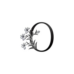 Nature Flower Initial Letter O Logo, Elegant Black and White Nature Flowers Ornate Style Vector Design.
