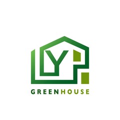 Green House Y Letter Logo Line Template Design for Building Real Estate Business Identity Logo Icon.