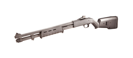 Silver Shotgun shot on a white background, facing left.