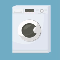 Closed washing machine isolated stock vector illustration. Detailed drawing, device, object