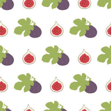 Figs Fruit. Seamless Vector Patterns 