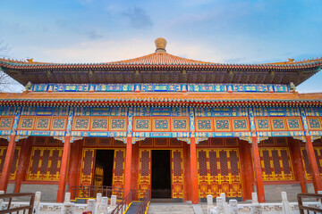 Minor Western Heaven (Xiaoxitian) at Beihai Park in Beijing, China Built by Qianlong Emperor in 1768 to honor his mother's birthday. The hall situated in the north western of Beihai Park - obrazy, fototapety, plakaty