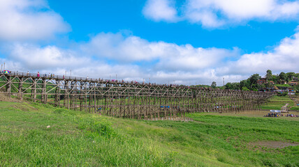 Wooden Bridge or Mon Bridge, Sangkhlaburi, Kanchanaburi.