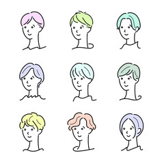 顔　アイコン　ショートヘア