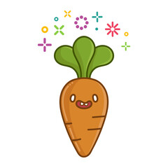 kawaii smiling carrot cartoon illustration