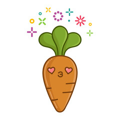 kawaii smiling carrot cartoon illustration