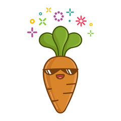 kawaii smiling carrot cartoon illustration