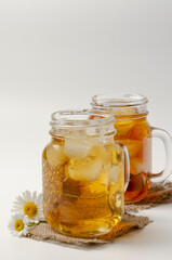 two different herbal Iced tea. blooming Sally and chamomile