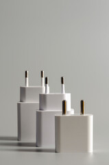 Different electric plug connector on grey back