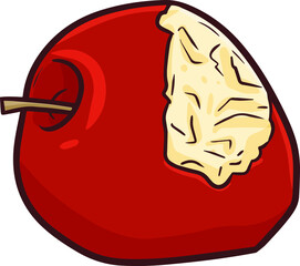 Funny and cute yummy red apple already bitten