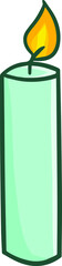 Fototapeta premium Funny green candle in simple cartoon style