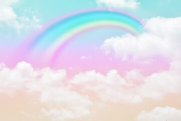Fantasy magical landscape the rainbow on sky abstract with a pastel colored background and wallpaper.  