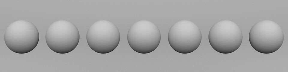 Set grey spheres on grey background 