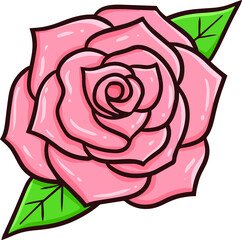 Funny and beautiful pink rose blooming