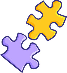 Funny and cute yellow purple puzzle pieces