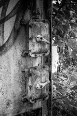 Old rusty boxes B&W